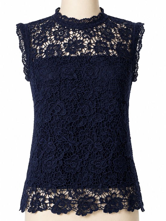 Nanette Lepore Tops - Nanette Lepore Women’s Navy Crochet Lace Overlay Top (371)